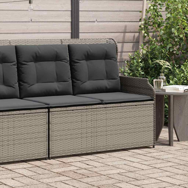 havebænk med hynder og lænefunktion polyrattan grå