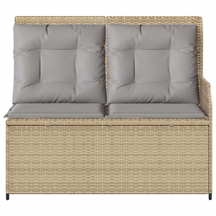 havebænk med hynder og lænefunktion polyrattan beige