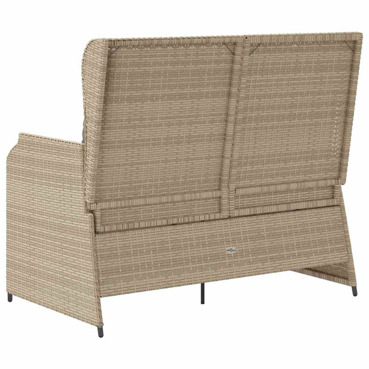 havebænk med hynder og lænefunktion polyrattan beige