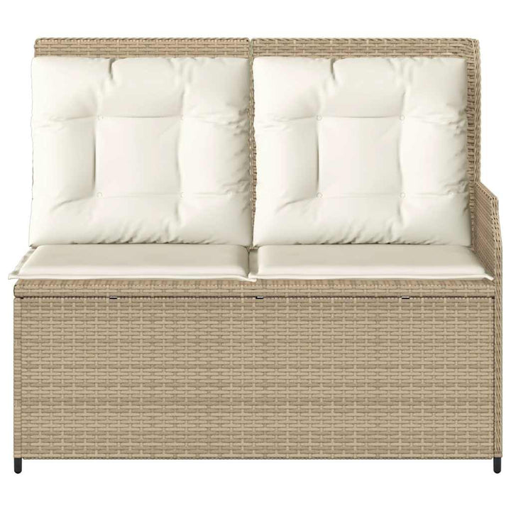 havebænk med hynder og lænefunktion polyrattan beige