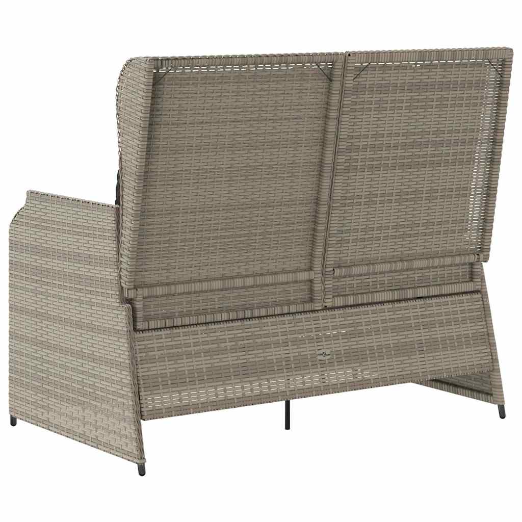 havebænk med hynder og lænefunktion polyrattan lysegrå