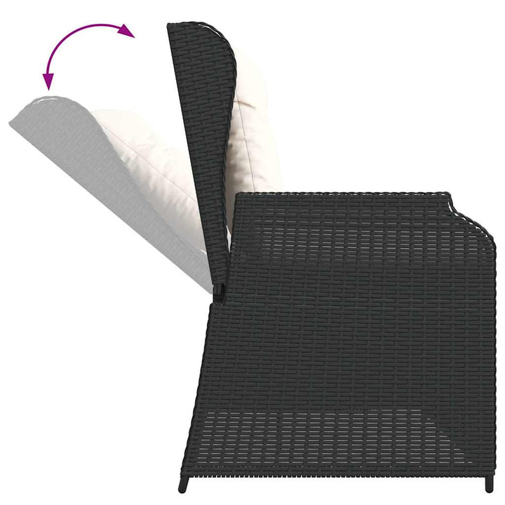 havebænk med hynder og lænefunktion polyrattan sort