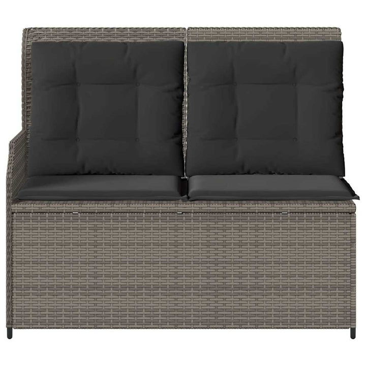 havebænk med hynder og lænefunktion polyrattan grå