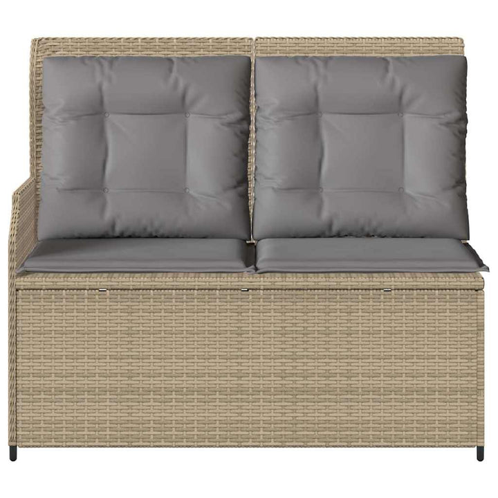 havebænk med hynder og lænefunktion polyrattan beige