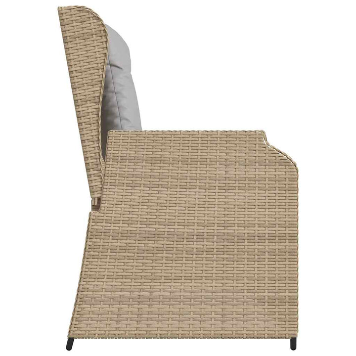 havebænk med hynder og lænefunktion polyrattan beige