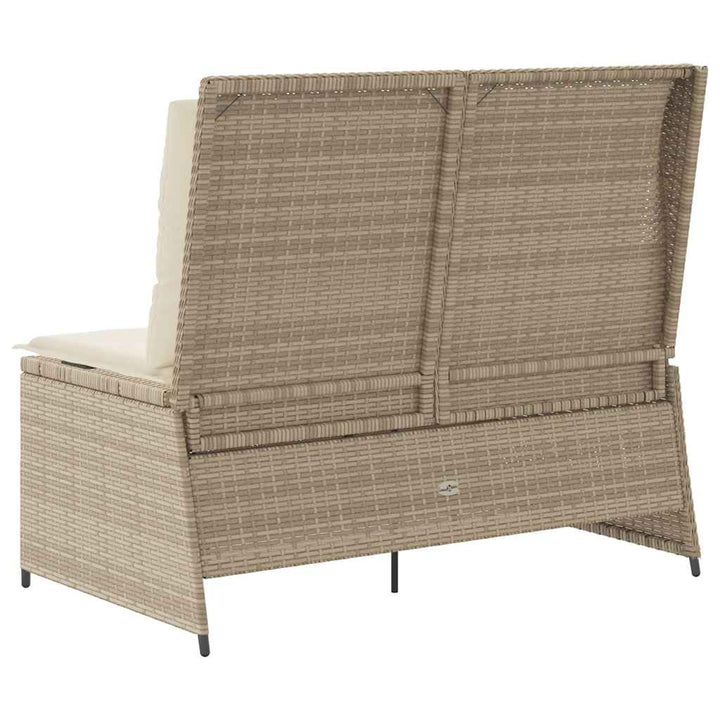 havebænk med hynder og lænefunktion polyrattan beige