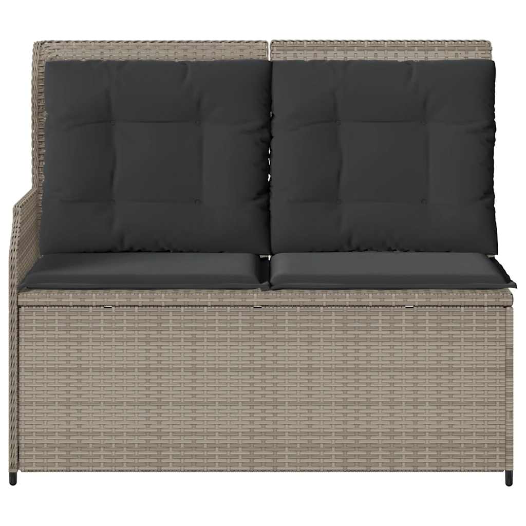 havebænk med hynder og lænefunktion polyrattan lysegrå