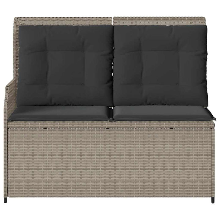 havebænk med hynder og lænefunktion polyrattan lysegrå