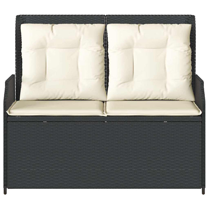 havebænk med hynder og lænefunktion polyrattan sort