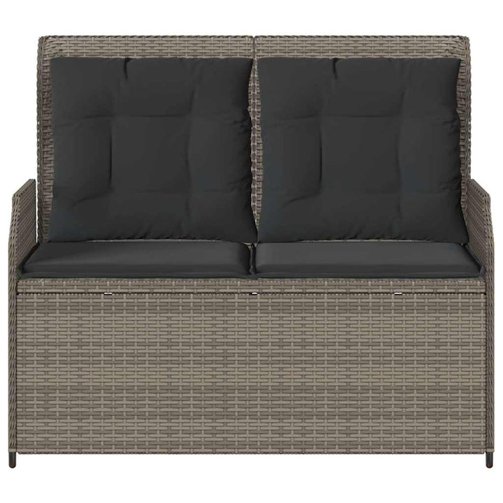 havebænk med hynder og lænefunktion polyrattan grå