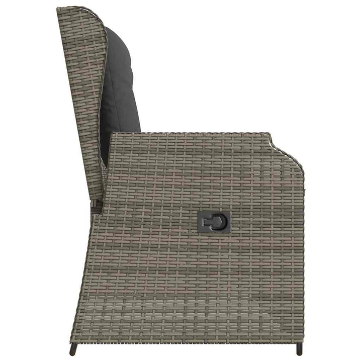 havebænk med hynder og lænefunktion polyrattan grå