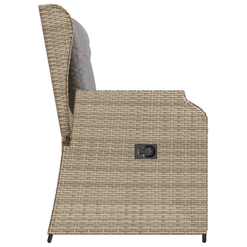 havebænk med hynder og lænefunktion polyrattan beige