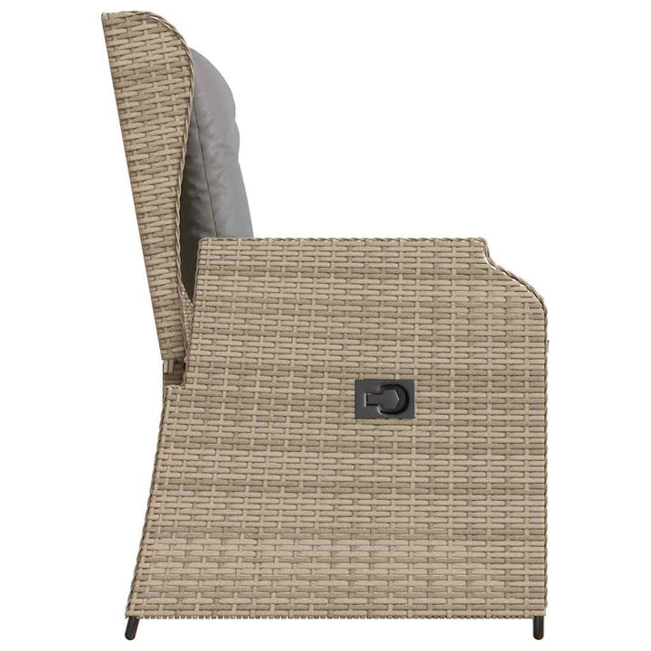 havebænk med hynder og lænefunktion polyrattan beige