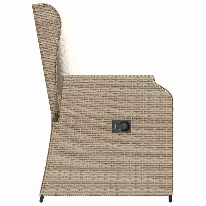havebænk med hynder og lænefunktion polyrattan beige