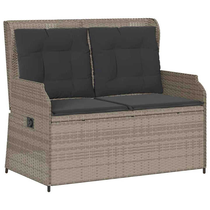 havebænk med hynder og lænefunktion polyrattan lysegrå