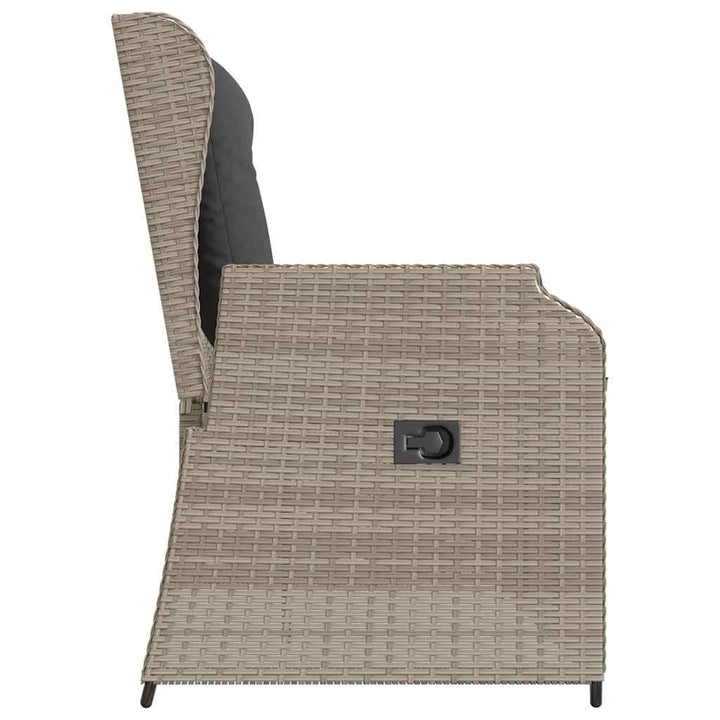 havebænk med hynder og lænefunktion polyrattan lysegrå