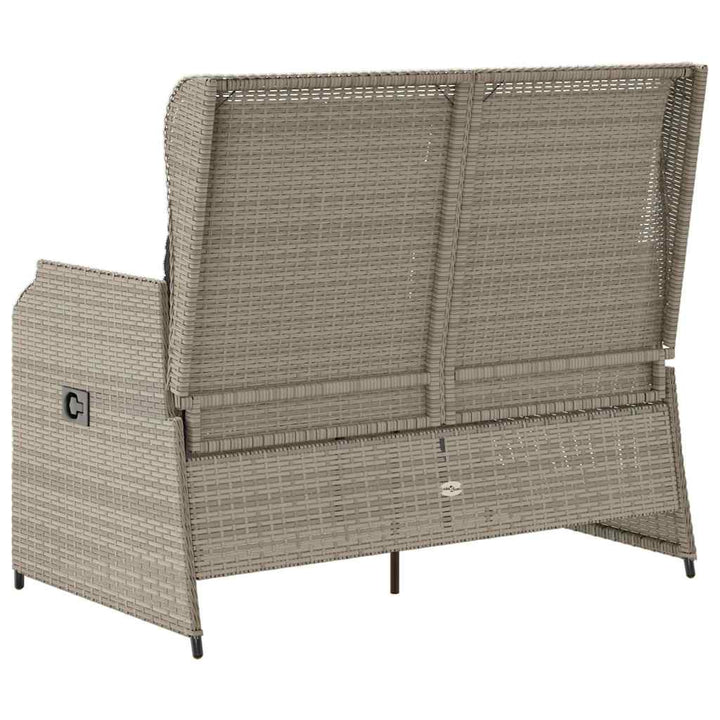 havebænk med hynder og lænefunktion polyrattan lysegrå