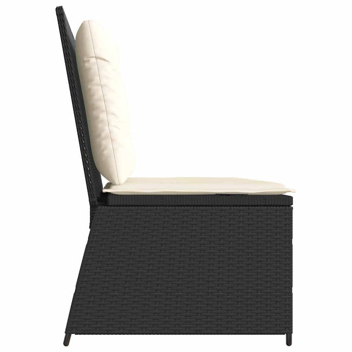 havebænk med hynder og lænefunktion polyrattan sort