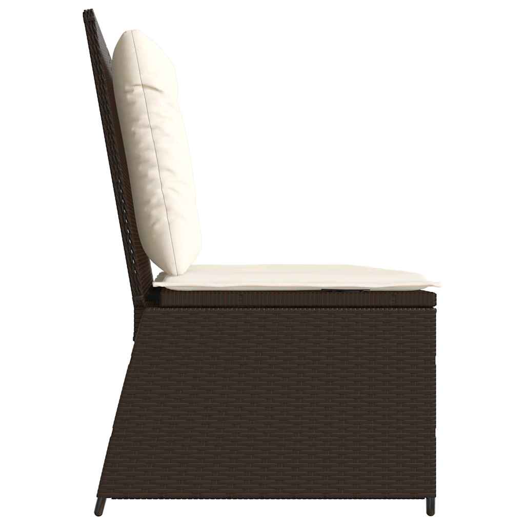 havebænk med hynder og lænefunktion polyrattan brun