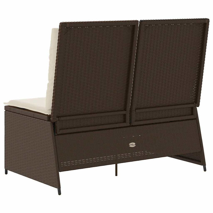 havebænk med hynder og lænefunktion polyrattan brun