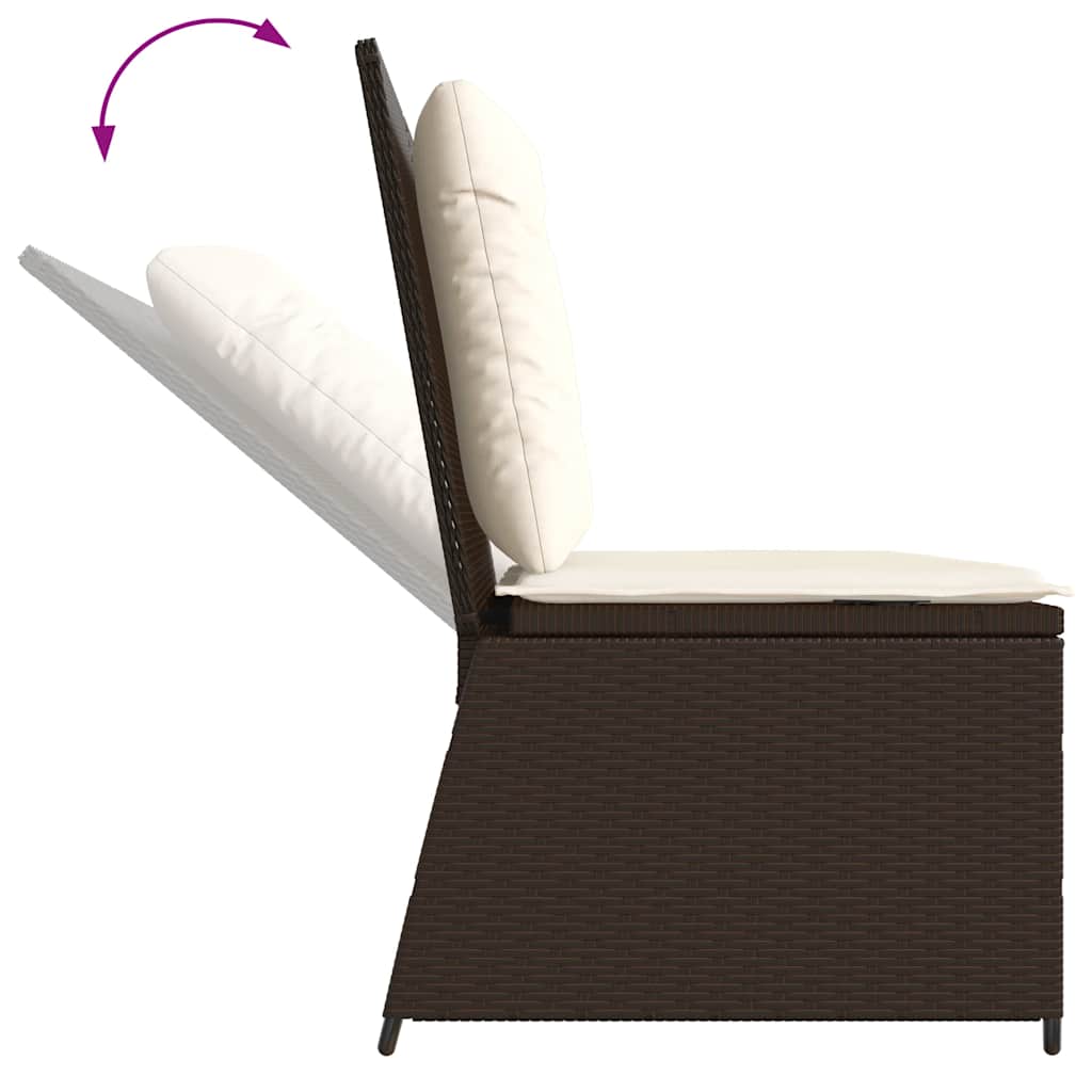 havebænk med hynder og lænefunktion polyrattan brun