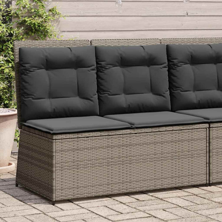 havebænk med hynder og lænefunktion polyrattan grå