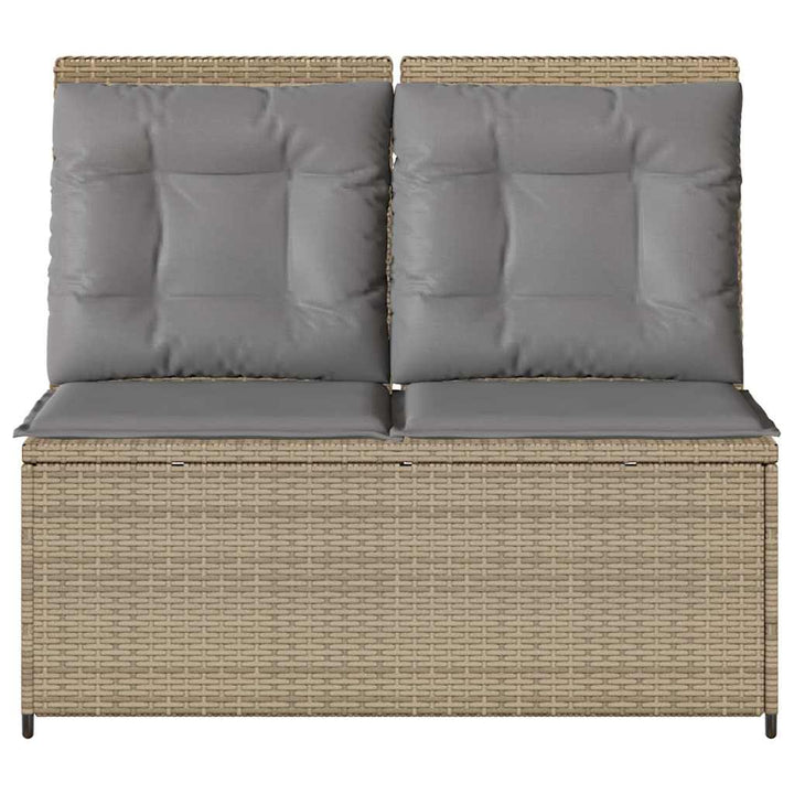 havebænk med hynder og lænefunktion polyrattan beige