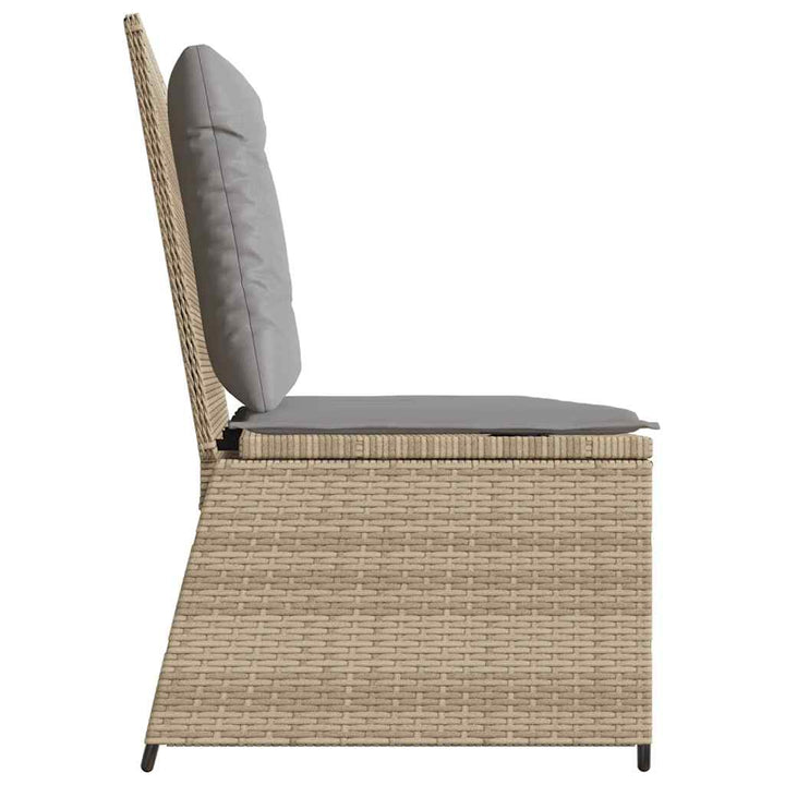 havebænk med hynder og lænefunktion polyrattan beige