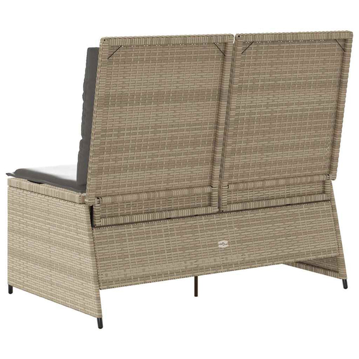 havebænk med hynder og lænefunktion polyrattan beige