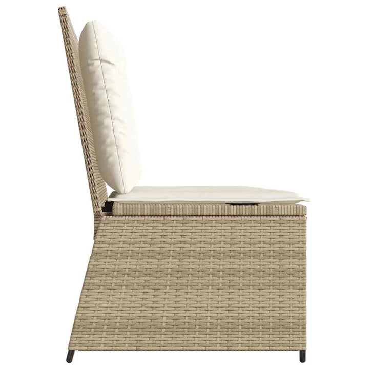 havebænk med hynder og lænefunktion polyrattan beige