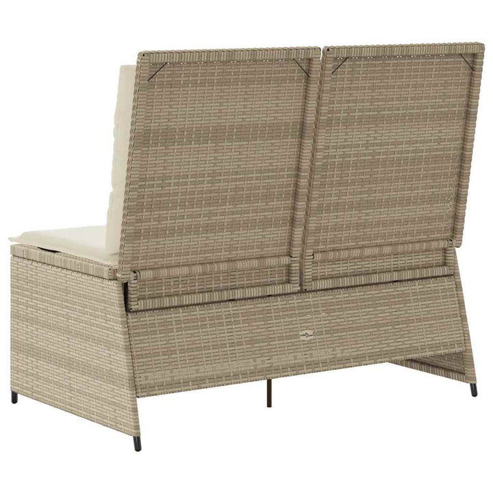 havebænk med hynder og lænefunktion polyrattan beige
