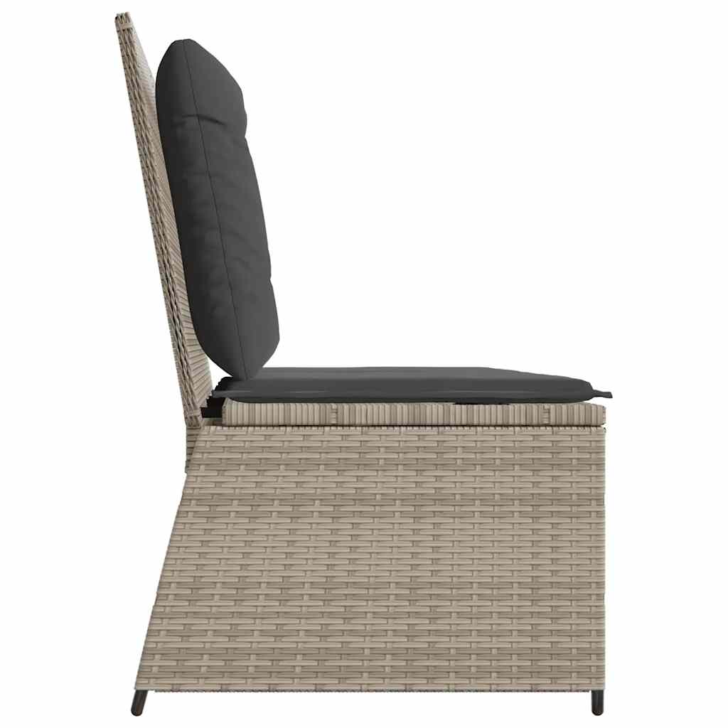havebænk med hynder og lænefunktion polyrattan lysegrå