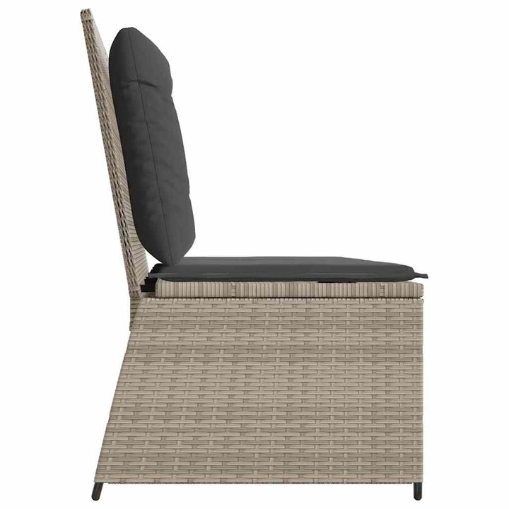 havebænk med hynder og lænefunktion polyrattan lysegrå