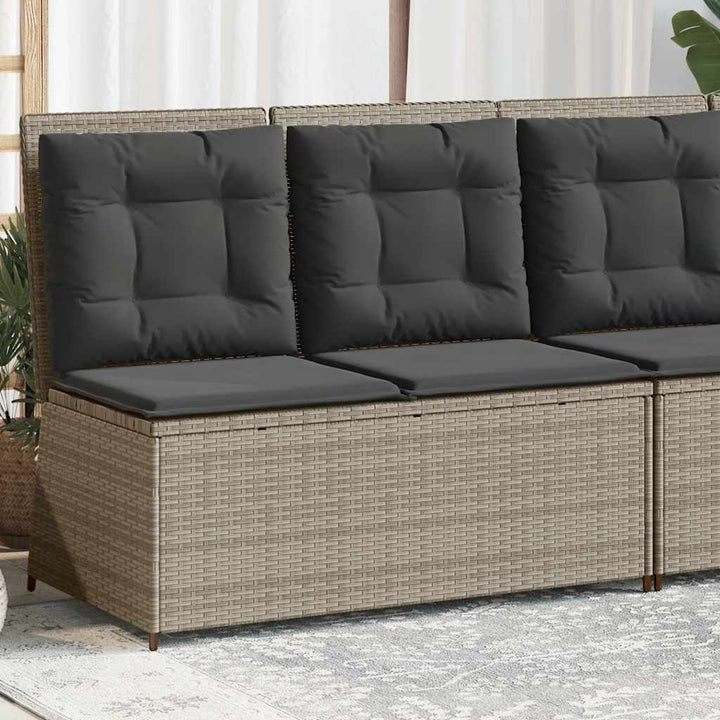 havebænk med hynder og lænefunktion polyrattan lysegrå