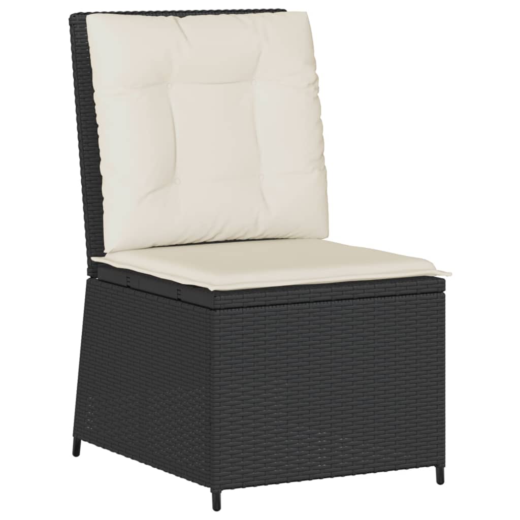 havestol med lænefunktion og hynder polyrattan sort