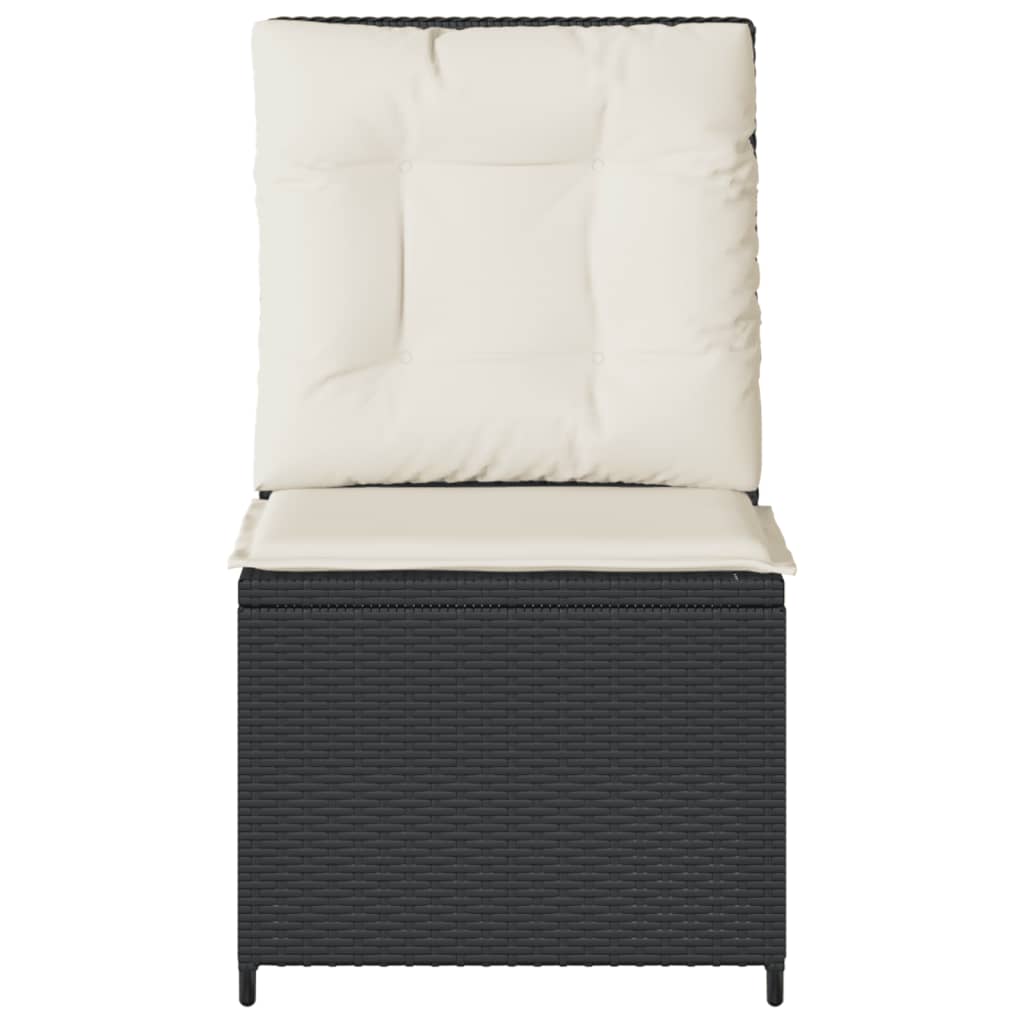havestol med lænefunktion og hynder polyrattan sort
