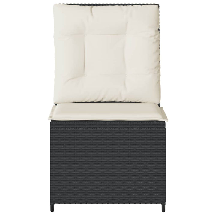havestol med lænefunktion og hynder polyrattan sort