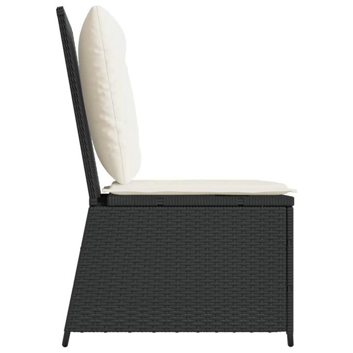 havestol med lænefunktion og hynder polyrattan sort