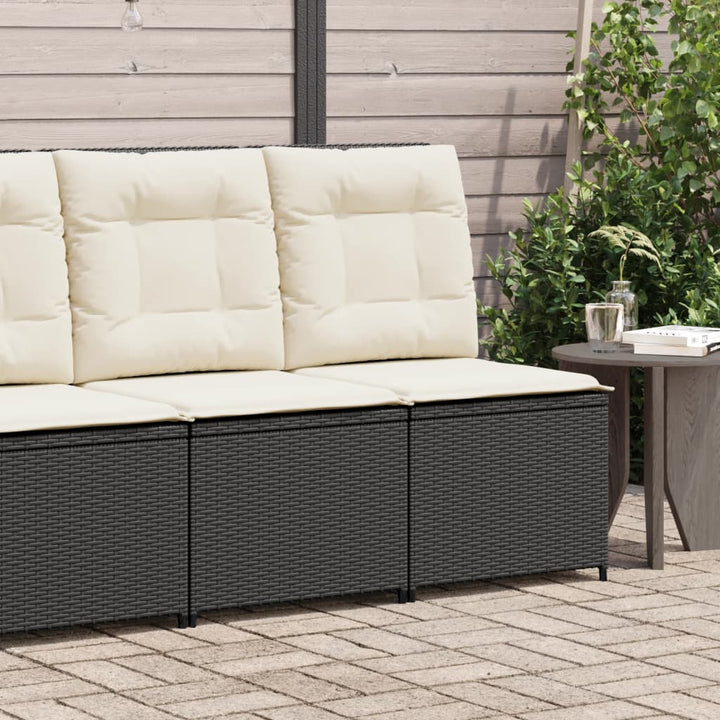 havestol med lænefunktion og hynder polyrattan sort