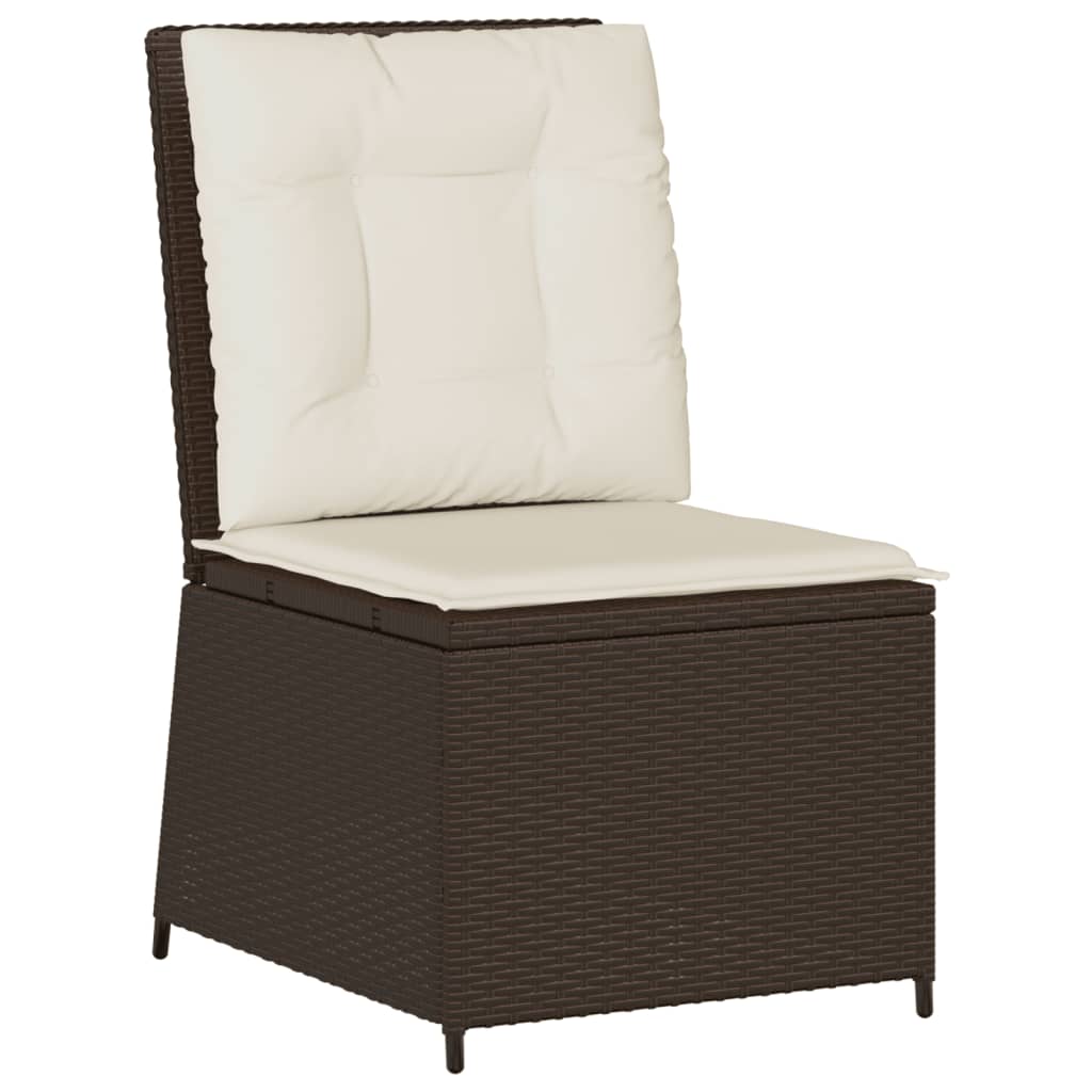 loungestol med hynder og lænefunktion polyrattan brun