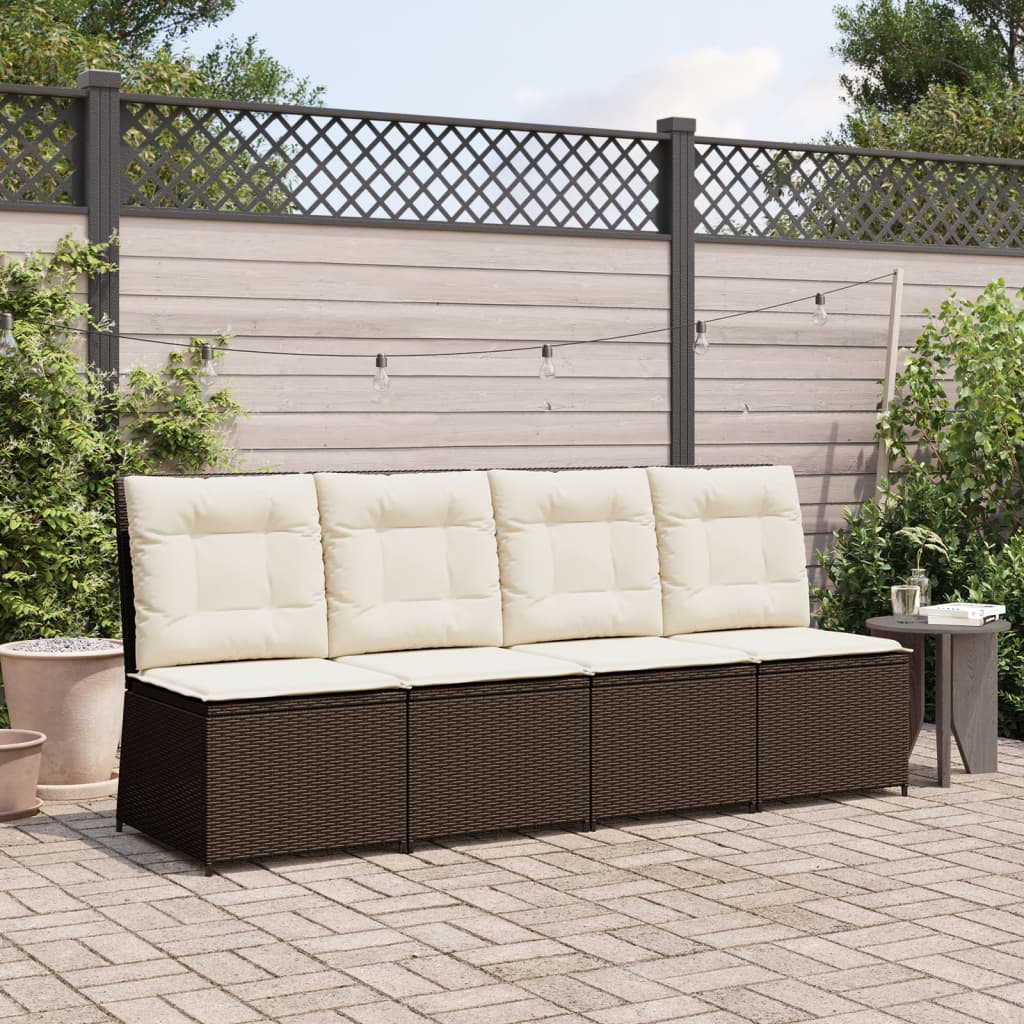 loungestol med hynder og lænefunktion polyrattan brun
