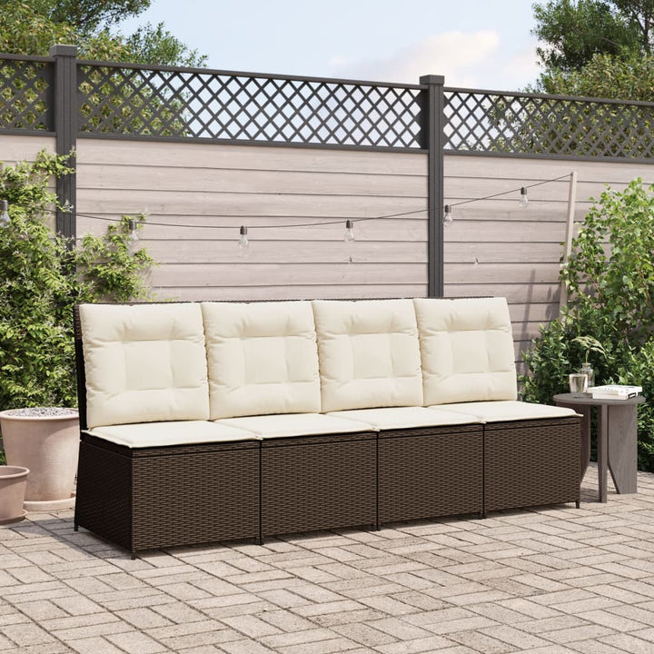 loungestol med hynder og lænefunktion polyrattan brun