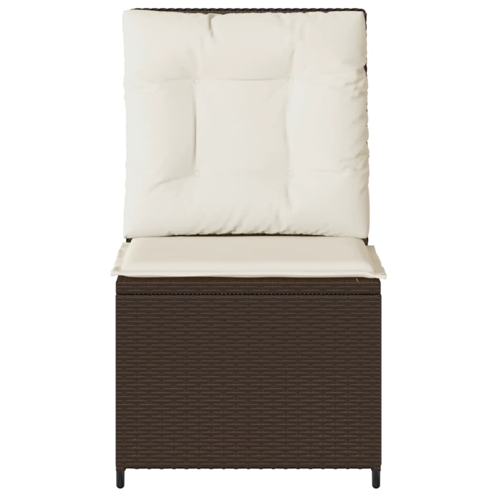 loungestol med hynder og lænefunktion polyrattan brun