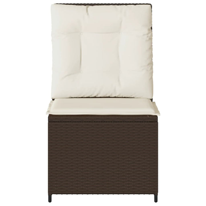 loungestol med hynder og lænefunktion polyrattan brun