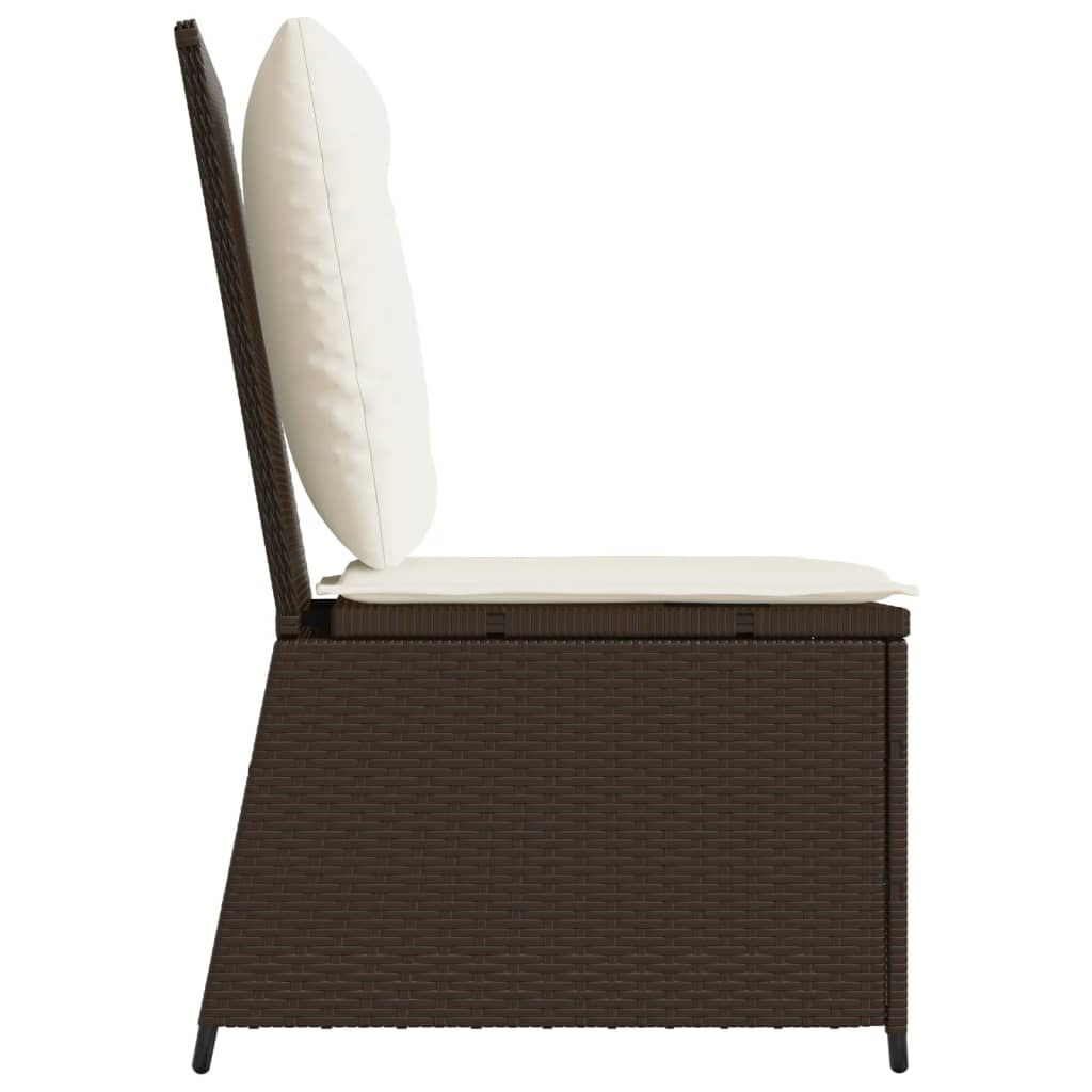 loungestol med hynder og lænefunktion polyrattan brun