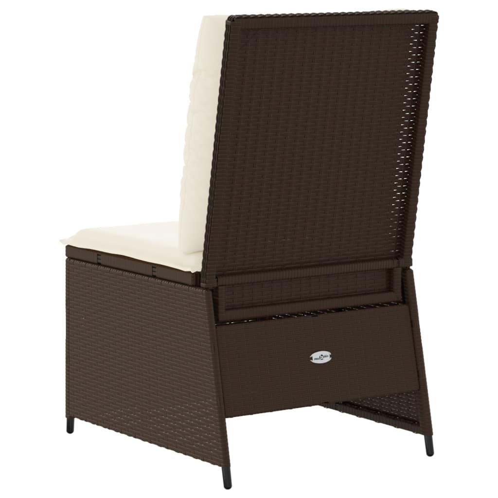 loungestol med hynder og lænefunktion polyrattan brun