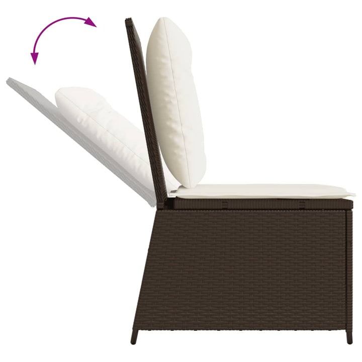 loungestol med hynder og lænefunktion polyrattan brun