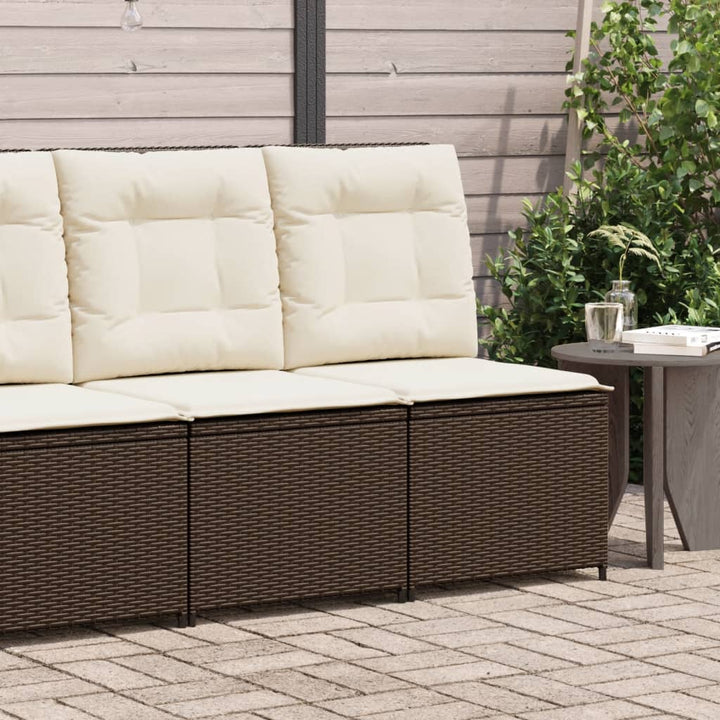 loungestol med hynder og lænefunktion polyrattan brun