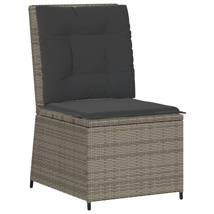 loungestol med hynder og lænefunktion polyrattan grå