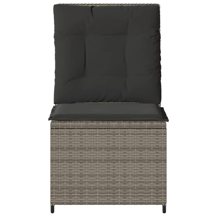 loungestol med hynder og lænefunktion polyrattan grå